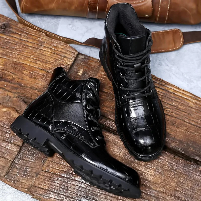 Men’s Embossed Combat Boots